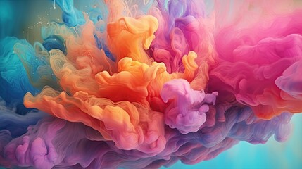 Fototapeta premium Abstract colorful pastel color cloud background. Colorful Ink Diffusion in Water. Generative AI