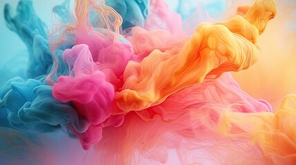 Abstract colorful pastel color cloud background.  Colorful Ink Diffusion in Water. Generative AI