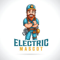 Electrician Worker Mascot Logo Design