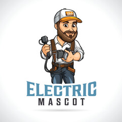 Electrician Worker Mascot Logo Design