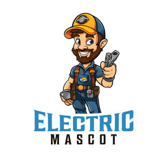 Electrician Worker Mascot Logo Design
