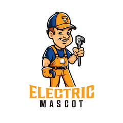 Electrician Worker Mascot Logo Design