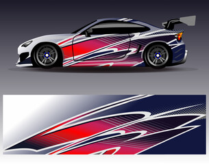 Obraz premium Car wrap design vector. Graphic abstract stripe racing background kit designs for wrap vehicle race car rally adventure and livery