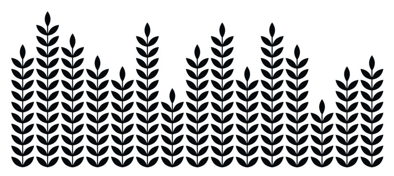 Ear of malt, corn, wheat seamless pattern. Repeating black agriculture fiber isolated on white background. Repeated grain shape for decoration design prints. Vector illustration