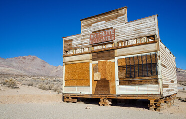 Ruins of Storefront at Rhyolite ghost town in Nevada