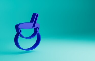 Blue Witch cauldron icon isolated on blue background. Happy Halloween party. Minimalism concept. 3D render illustration