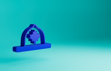 Blue Canadian ranger hat uniform icon isolated on blue background. Minimalism concept. 3D render illustration