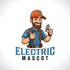 Electrician Worker Mascot Logo Design