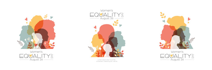 Women's Equality Day card set. Modern color design.