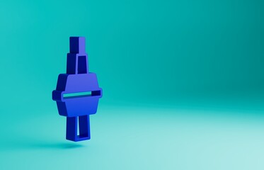 Blue TV CN Tower in Toronto icon isolated on blue background. Famous world landmarks icon concept. Tourism and vacation theme. Minimalism concept. 3D render illustration