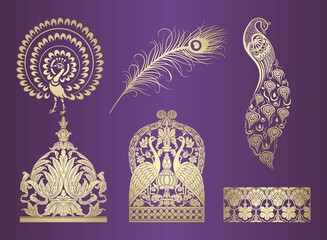 peacock motif designs, textile , Rajasthan, royal India	