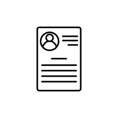 CV icon vector. Resume illustration sign. User data symbol or logo.