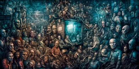 Obraz na płótnie Canvas symptoms of schizophrenia, including hallucinations, delusions, and disorganized thinking or speech. Generative AI