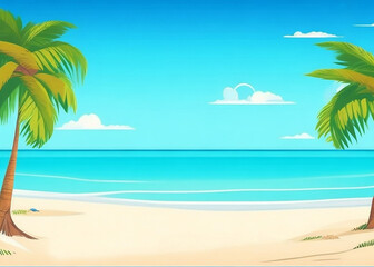 tropical beach with palm trees sand and ocean artificial intelligence