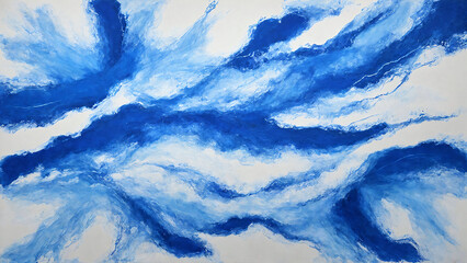Abstract blue paint splash on white background. In the style of oil painting. 