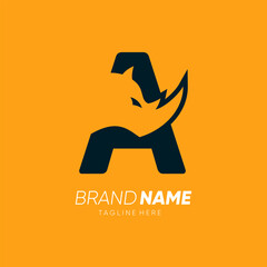 Letter A Rhino Horn Logo Design Vector Icon Graphic Emblem Illustration 