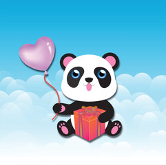 cute panda with heart