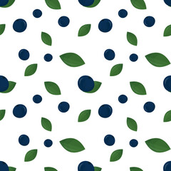 blueberries with leaves on a white background .vector pattern