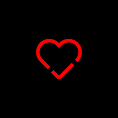 Heart icon style sign for mobile concept and web design isolated on black