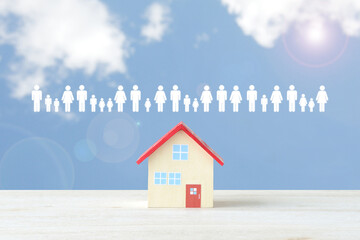 住宅模型と家族を表すピクトグラム
