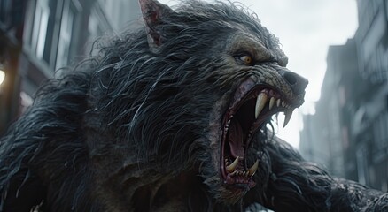 Fototapeta a werewolf with sharp teeth obraz