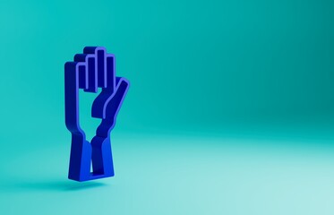 Blue Protective gloves icon isolated on blue background. Minimalism concept. 3D render illustration