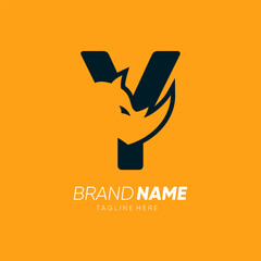 Letter Y Rhino Horn Logo Design Vector Icon Graphic Emblem Illustration 