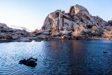 Impression of the Barkers dam area in Joshua tree national park, around sunset.