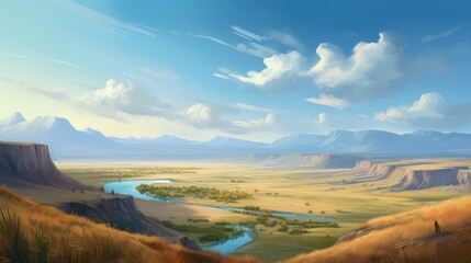 Dense Morning Mountain Landscape Digital Art Wallpaper Generated AI