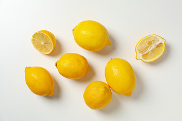 Concept of citrus fruit - lemon, top view