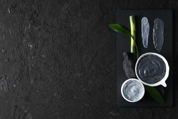 Concept of face and skin care - bamboo and charcoal