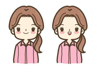 illustration of a person. Cartoon drawing a woman on white background.