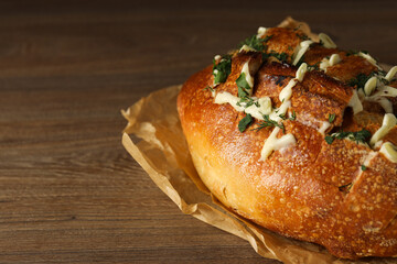 Tasty bakery product - garlic bread, homemade bread