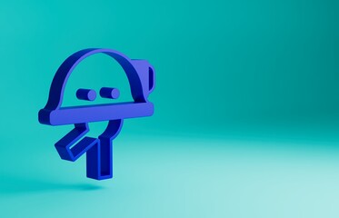 Blue Miner helmet icon isolated on blue background. Minimalism concept. 3D render illustration