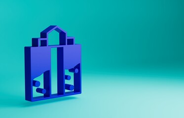 Blue Mine entrance icon isolated on blue background. Minimalism concept. 3D render illustration