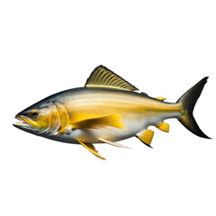 Yellowtail, Yellowtail amberjack, Yellowtail fish, beautiful sea fish, isolated, transparent background, no background. PNG. Generative AI.