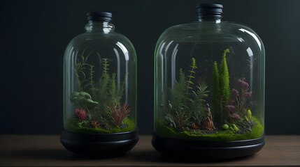 bottle with green leaves Generative AI