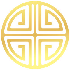 golden round frame oriental element chinese style