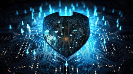 Fototapeta premium Safeguarding the Digital Realm: Embrace Cybersecurity Shield for Total Protection