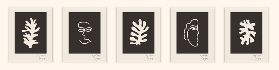 Minimalist design inspired by Henri Matisse. Modern art Matisse simple paper cut flat shapes.