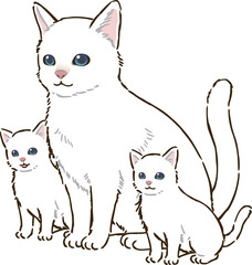 白猫の親子（短毛）
