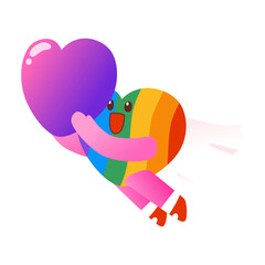 Happy Proud Rainbow Heart Character, Pride Month, Illustration