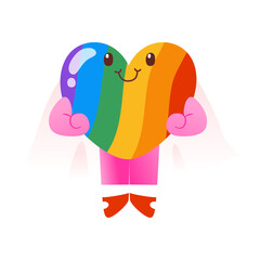 Happy Proud Rainbow Heart Character, Pride Month, Illustration