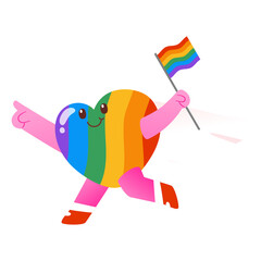 Happy Proud Rainbow Heart Character, Pride Month, Illustration