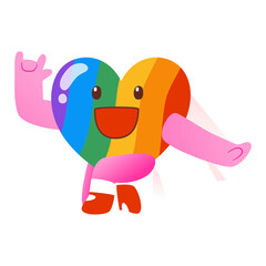 Happy Proud Rainbow Heart Character, Pride Month, Illustration