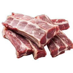 Raw pork ribs isolated white background. 