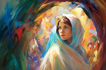 Saint Mary portrait. Generate Ai