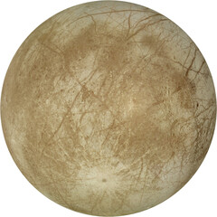Europa planet moon of the planet Jupiter in natural colours isolated on transparent background