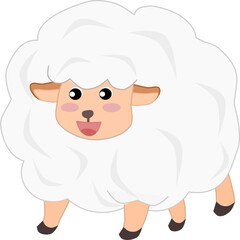 Cute white sheep happy smile face