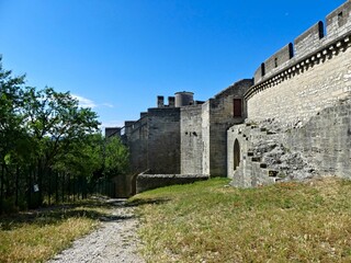 Fototapeta na wymiar Villeneuve Lez Avignon, Mai 2023 : Visite de la magnifique ville de Villeneuve Lez Avignon en Provence View on the castle saint andré